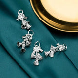 925 Silver Christmas Bell Charms 26mm Dangle Decoration Silver Bell Pen