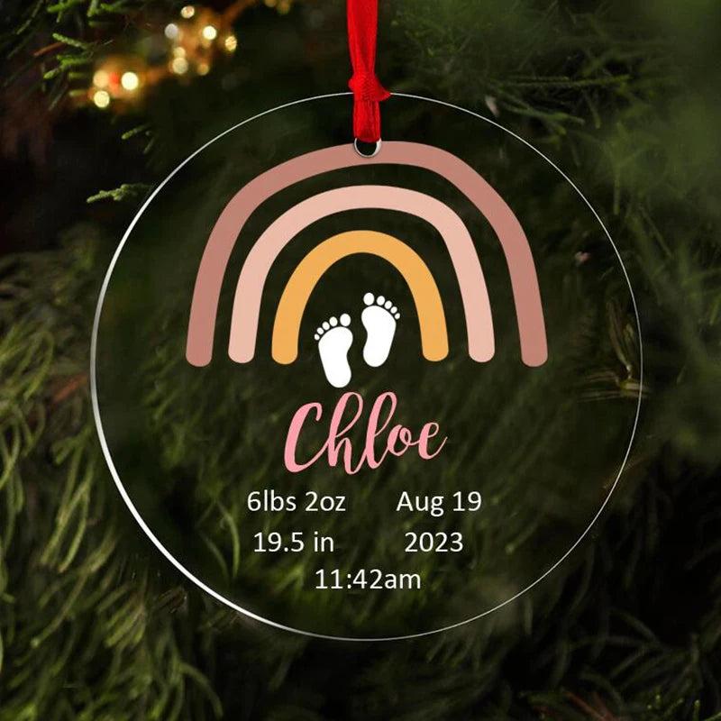Custom Name Date Stats Ornament Acrylic Pendant Baby Shower Decoration