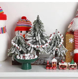 20 Pcs Red Lattice Christmas Tree Elk Wooden Beads DIY Decoration Crafts Jewelry