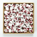20 Pcs Red Lattice Christmas Tree Elk Wooden Beads DIY Decoration Crafts Jewelry