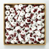 20 Pcs Red Lattice Christmas Tree Elk Wooden Beads DIY Decoration Crafts Jewelry