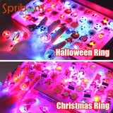 10PCS Luminous Halloween Rings Led Light Christmas Ghost Skull Flash Finger Ring