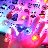 10PCS Luminous Halloween Rings Led Light Christmas Ghost Skull Flash Finger Ring