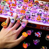 10PCS Luminous Halloween Rings Led Light Christmas Ghost Skull Flash Finger Ring