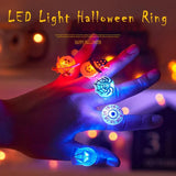 10PCS Luminous Halloween Rings Led Light Christmas Ghost Skull Flash Finger Ring
