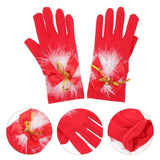 Red Furry Fabric Christmas Gloves Party Favors Costume