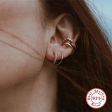 925 Silver Rhinestone Ear Cuff Earring for Women - Summer Arrival Gift