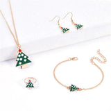 Christmas Women Enamel Jewelry Set Santa Elk Bell Earrings Necklace Bracelet