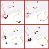 Christmas Women Enamel Jewelry Set Santa Elk Bell Earrings Necklace Bracelet