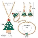 Christmas Women Enamel Jewelry Set Santa Elk Bell Earrings Necklace Bracelet