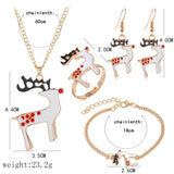 Christmas Women Enamel Jewelry Set Santa Elk Bell Earrings Necklace Bracelet