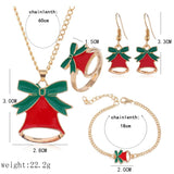 Christmas Women Enamel Jewelry Set Santa Elk Bell Earrings Necklace Bracelet