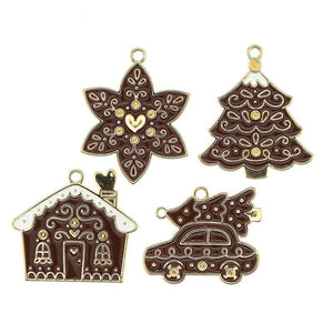 5pcs Enamel Christmas House Snowflakes Charms For Earrings DIY Jewelry Making