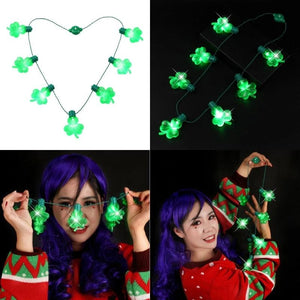 Mini Clovers Flashing Light-up Christmas Necklace 7 Led Bulbs
