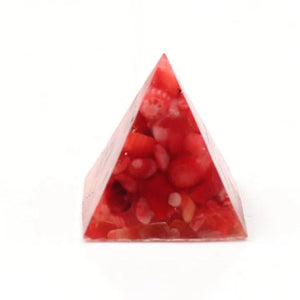 Orgone Energy Red Coral Pyramid Pendant for Christmas Gift Decoration