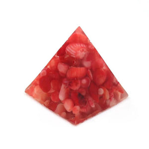 Orgone Energy Red Coral Pyramid Pendant for Christmas Gift Decoration