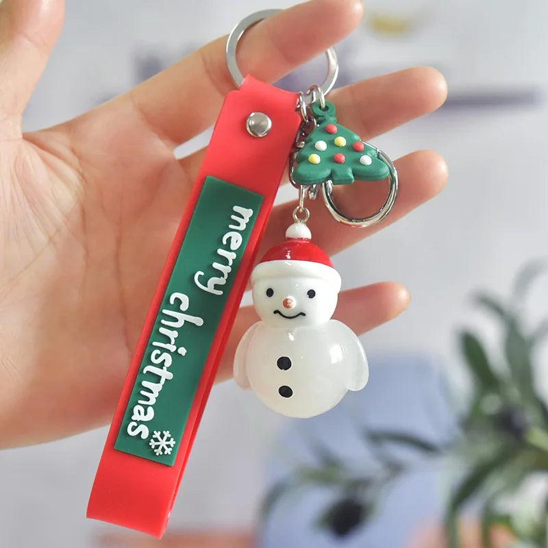 Christmas Cartoon Santa Claus Elk Keychain for Women Children Gift