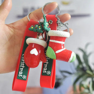 Christmas Cartoon Santa Claus Elk Keychain for Women Children Gift