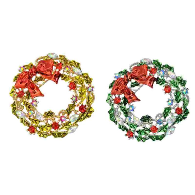 2 PCS Christmas Lapel Pin Green Corsage Accessories Alloy Brooch