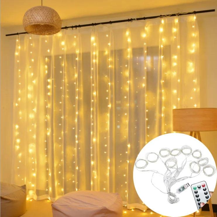 Christmas LED fairy lights garland curtain string lights with Remote control