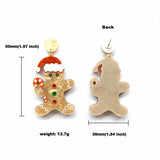 Glowing Gingerbread Man Laser Cut Acrylic Stud Earrings Xmas Decoration