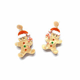 Glowing Gingerbread Man Laser Cut Acrylic Stud Earrings Xmas Decoration