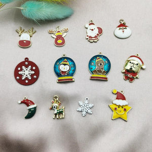 10pcs Enamel Christmas Charms Pendants for Bracelet Party Metal Craft