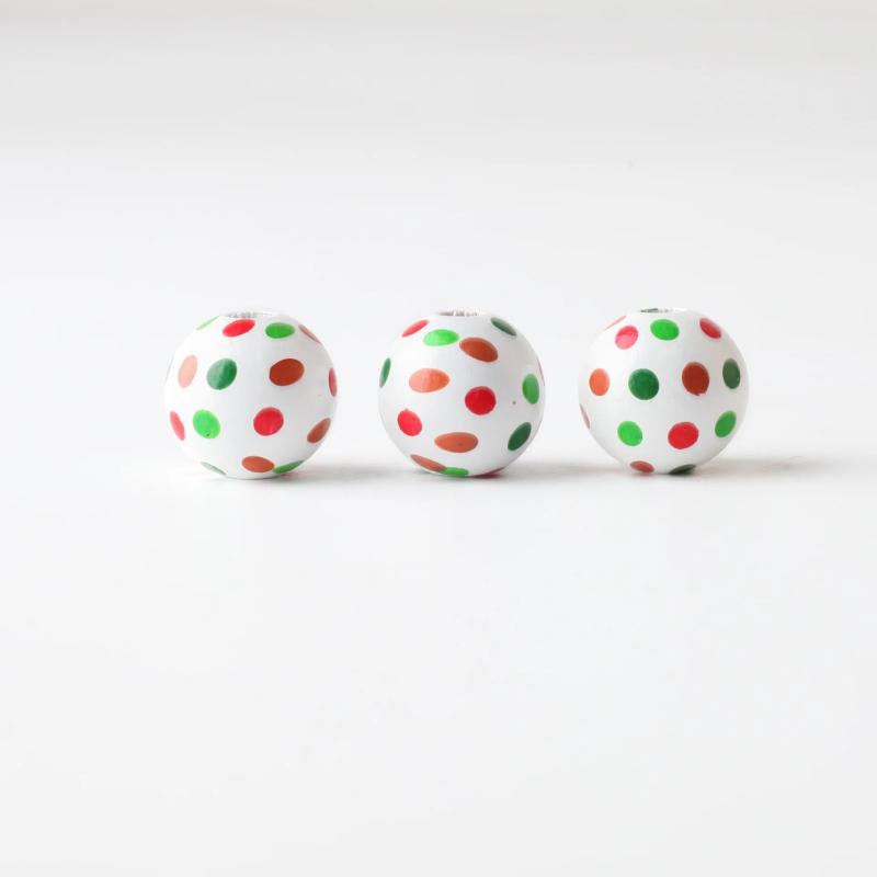 16mm Christmas Snowman Elk Tree Bells Wooden Beads DIY Party Decoration