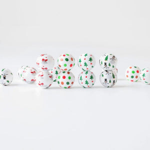 16mm Christmas Snowman Elk Tree Bells Wooden Beads DIY Party Decoration