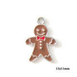 10pcs Gingerbread Man Enamel Charms Pendant for DIY Necklace Key Earrings