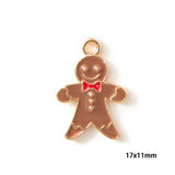 10pcs Gingerbread Man Enamel Charms Pendant for DIY Necklace Key Earrings