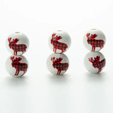 20Pcs Red Christmas Tree Elk Wooden Beads DIY Crafts Kid Toy Jewelry