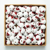 20Pcs Red Christmas Tree Elk Wooden Beads DIY Crafts Kid Toy Jewelry
