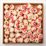 20Pcs 16MM Snowflake Star Wooden Beads DIY Christmas Decoration Toys Bracelet