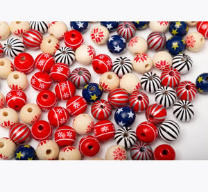 20Pcs 16MM Snowflake Star Wooden Beads DIY Christmas Decoration Toys Bracelet