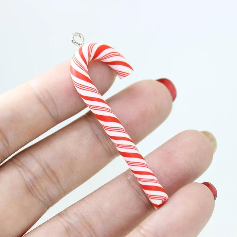Yamily 10Pcs Soft Clay 3D Cane Charms For Christmas DIY Decoration