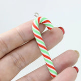 Yamily 10Pcs Soft Clay 3D Cane Charms For Christmas DIY Decoration