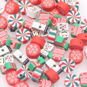 Christmas Polymer Clay Beads for Jewelry Making DIY Xmas Decoration