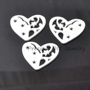 100pcs Christmas Heart Wooden Scrapbooking Charms for Home Decoration