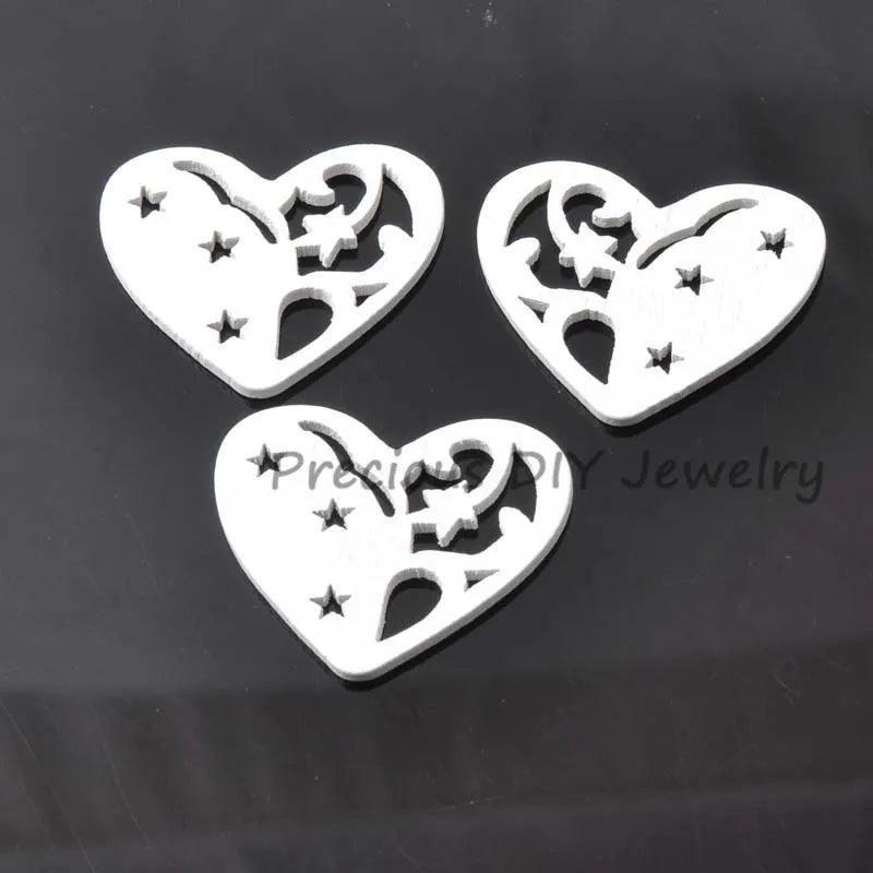 100pcs Christmas Heart Wooden Scrapbooking Charms for Home Decoration