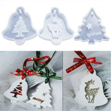 3Pcs Christmas Trees Elk Ornament Silicone Mould Resin Mold Xmas Decor Craft DIY