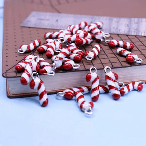 DIY Christmas Cane Charm Red Enamel Metal Jewelry Making