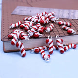 DIY Christmas Cane Charm Red Enamel Metal Jewelry Making