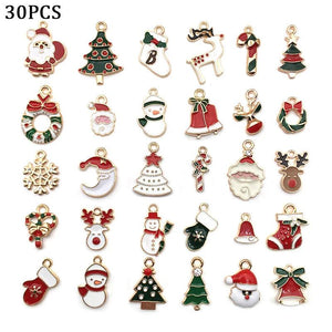 38Pcs Metal Enamel Christmas Charms Pendants for Bracelet
