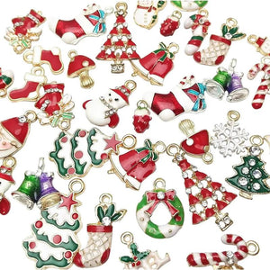 38Pcs Metal Enamel Christmas Charms Pendants for Bracelet