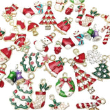 38Pcs Metal Enamel Christmas Charms Pendants for Bracelet