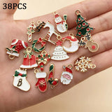38Pcs Metal Enamel Christmas Charms Pendants for Bracelet