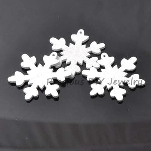 100pcs 36mm Christmas Snowflake Wooden Charms for Home Decoration