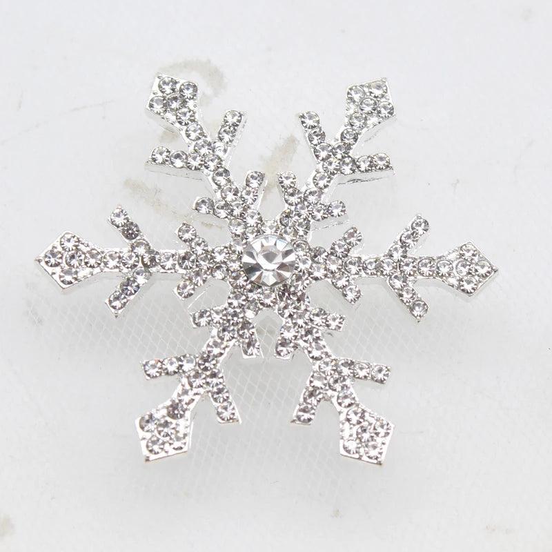 5pcs 4.5cm Silver Snowflake Decoration Rhinestone Jewelry Accessories