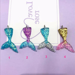 10pcs Mermaid Charms Resin Flat Back Necklace Pendant DIY Decoration